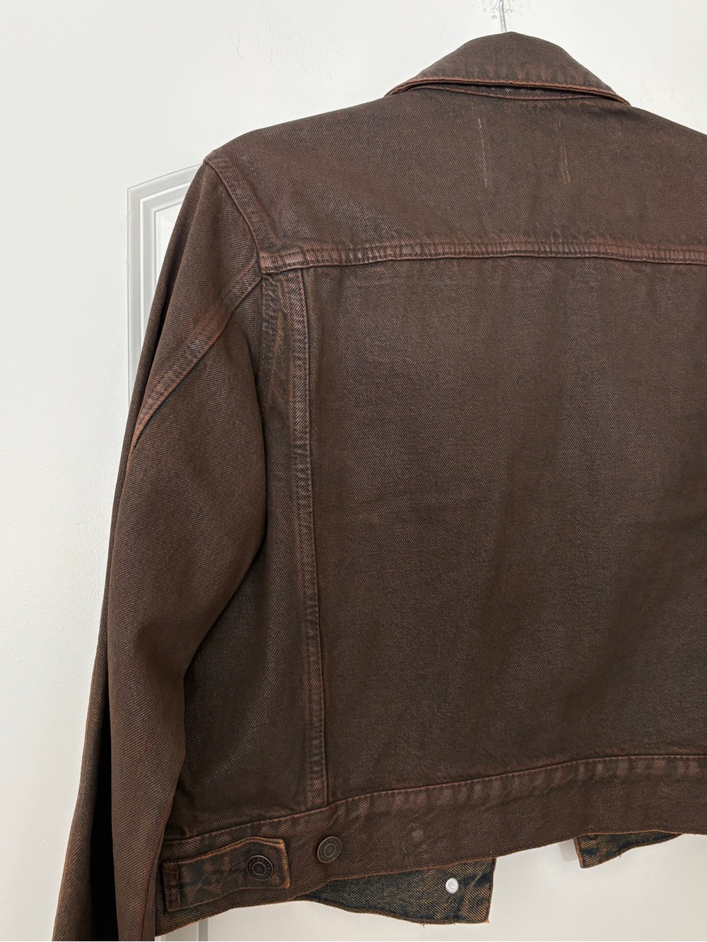 H&M studio brown coated denim jacket, size M - Picture 8 of 12